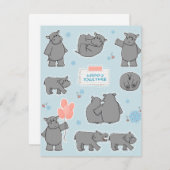 一緒に幸せなカバのカップル シーズンカード (正面/裏面)