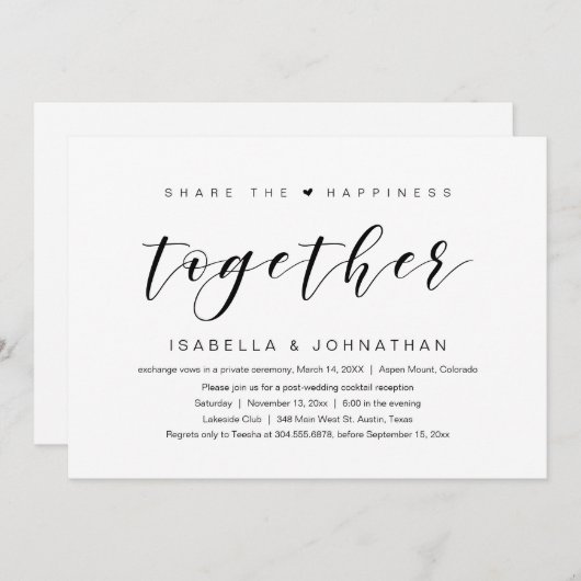 一緒に幸せをシェアしよう、ウェディングエロープメント 招待状 (正面/裏面)