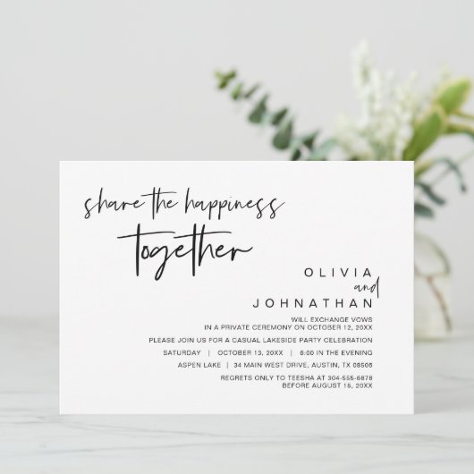 一緒に幸せをシェアしよう、駆け落ちパーティー 招待状 (スタンド正面)
