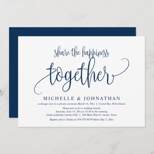 一緒に幸せを分かち合おう、ウェディングエロープメント 私 招待状 (正面/裏面)