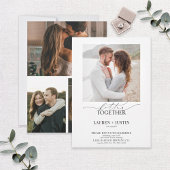 一緒に幸せ モダン4枚写真エンゲージメントパーティー 招待状
