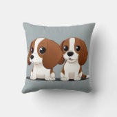 一緒に座っているかわいい漫画の子犬 クッション (裏面)