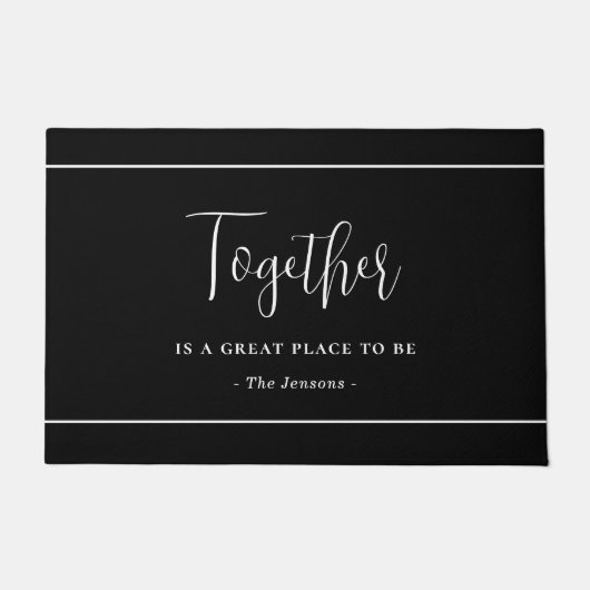 一緒に引用文とカスタムファミリ名 ドアマット (正面)