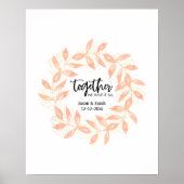 一緒に引用文とコーラル葉パーソナライズされた ポスター (正面)