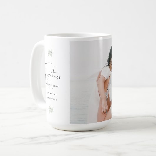 一緒に引用文家族の写真 コーヒーマグカップ (正面左)