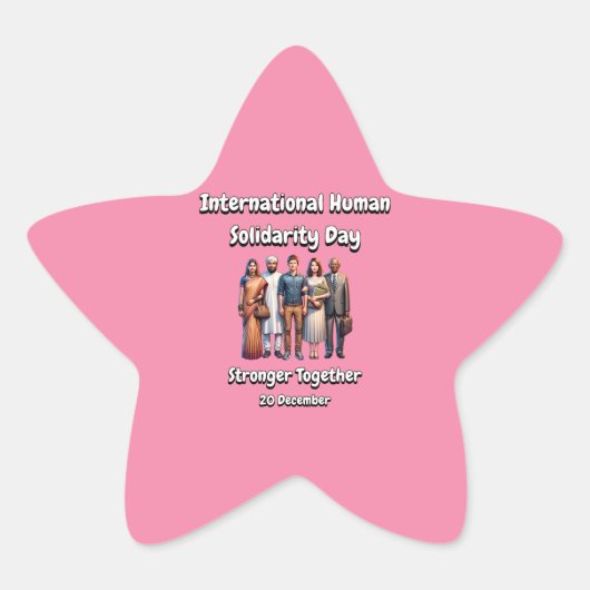 一緒に強く。人類の連帯の日。 星シール (正面)
