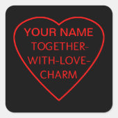一緒に愛とチャームの交換語を持つハート スクエアシール (正面)