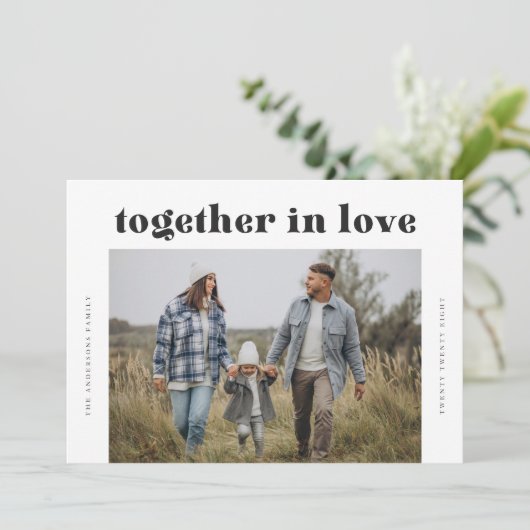 一緒に愛の三モダンつの写真のクリスマス シーズンカード (スタンド正面)
