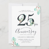 一緒に成長して25周年 ユーカリ テーマ 招待状 (正面)