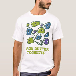 一緒に成長しよう かわいい植物アート Tシャツ
