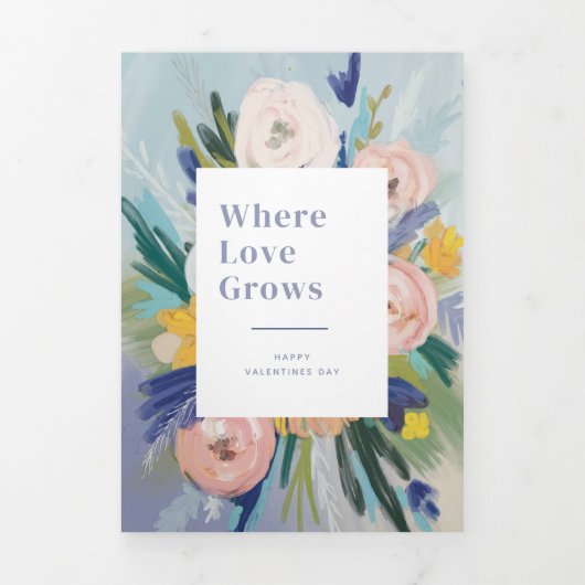 一緒に成長パーソナライズされた写真バレンタイン 三つ折りクリスマスカード (カバー)