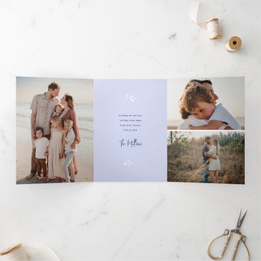 一緒に成長パーソナライズされた写真バレンタイン 三つ折りクリスマスカード (内部)