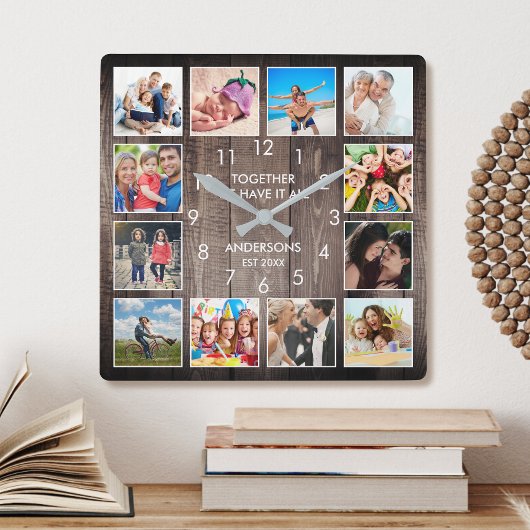 一緒に我々はそれをすべて持っているカスタムフォトウ素朴ンド スクエア壁時計