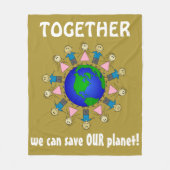 一緒に我々は地球救の可愛いメッセージを フリースブランケット (正面)