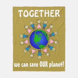 一緒に我々は地球救の可愛いメッセージを フリースブランケット