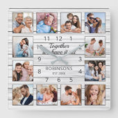 一緒に我々は、すべての引用文家族の写真ホワイト持っている スクエア壁時計 (正面)