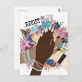 一緒に抵抗する – フローラフェミニスト行動主義アート ポストカード (正面/裏面)