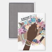 一緒に抵抗する – フローラフェミニスト行動主義アート マグネット (正面/裏面)