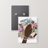 一緒に抵抗する – フローラフェミニスト行動主義アート 缶バッジ (正面/裏面)