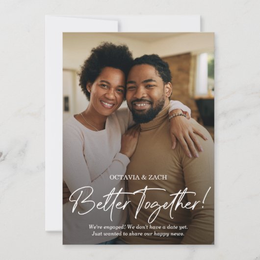一緒に撮った写真で結婚の報告を。「Better Together フォトエンゲージメントアナウンスメ 招待状 (正面)
