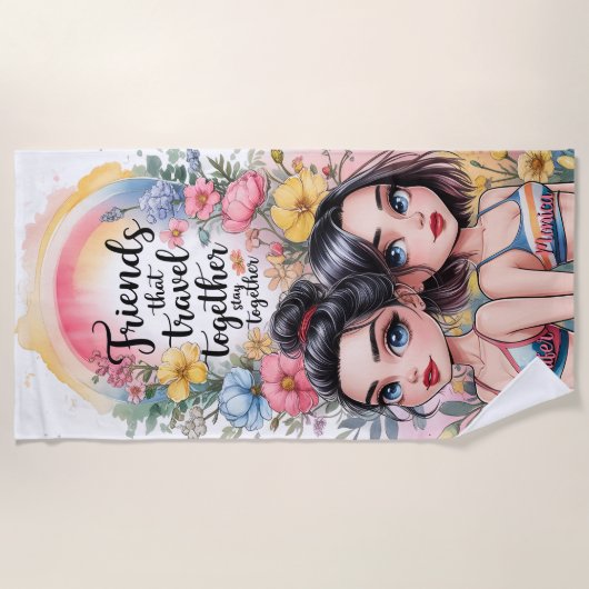 一緒に旅行する友人は一緒に滞在カスタムする ビーチタオル (正面)
