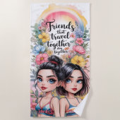 一緒に旅行する友人は一緒に滞在カスタムする ビーチタオル (正面)