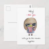 一緒に映画に行こう/チビ(小さくかわいく書いた感じ) ポストカード (正面/裏面)