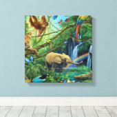 一緒に暮らす動物の装飾用クッション キャンバスプリント (インサイチュ (ウッドフロア))