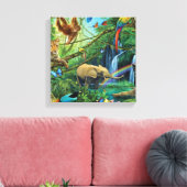 一緒に暮らす動物の装飾用クッション キャンバスプリント (インサイチュ (リビング))