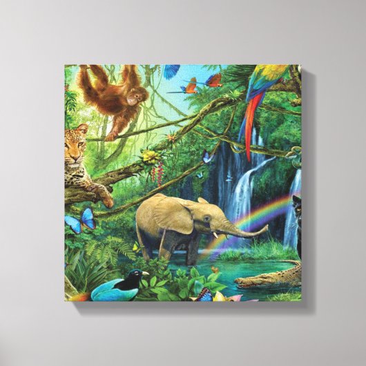 一緒に暮らす動物の装飾用クッション キャンバスプリント (正面)