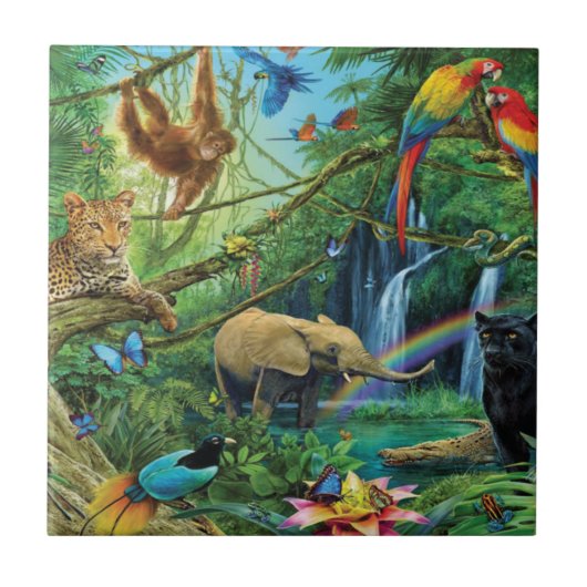 一緒に暮らす動物の装飾用クッション タイル (正面)