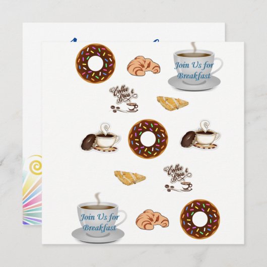 一緒に朝食をしよう!カードにお誘い 招待状 (正面/裏面)