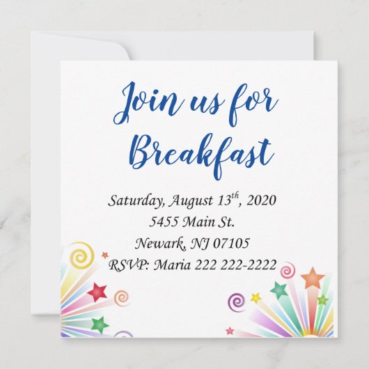 一緒に朝食をしよう！カードにお誘い 招待状 (裏面)