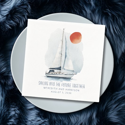 一緒に未来に向航海の結婚かう スタンダードカクテルナプキン