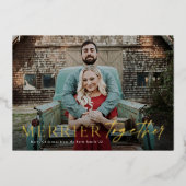 一緒に楽しいクリスマス メリークリスマス ゴールド写真 箔シーズンカード (正面)