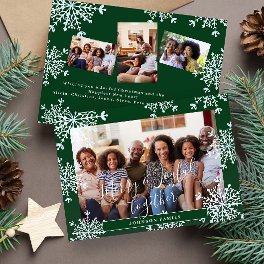 一緒に楽しい4枚の写真を飾った素朴なクリスマス シーズンカード