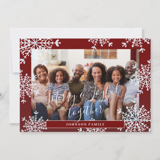 一緒に楽しくメリーな4枚の写真の素朴なクリスマス シーズンカード (正面)