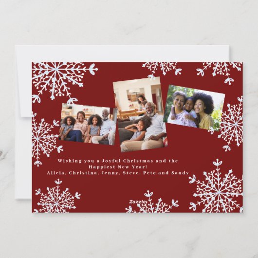 一緒に楽しくメリーな4枚の写真の素朴なクリスマス シーズンカード (裏面)