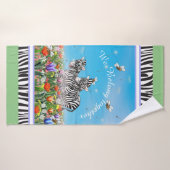 一緒に歩いている2頭のかわいいシマウマ夏 バスタオル (バスタオル)