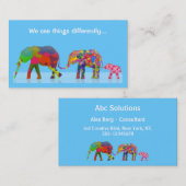 一緒に歩いている3頭のカラフルな象 名刺 (正面/裏面)