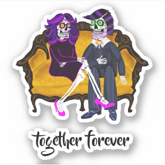 一緒に永遠モダンに砂糖スカルイエローソファ シール (正面)