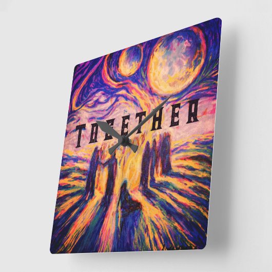 一緒に火の神秘的な スクエア壁時計 (傾斜)