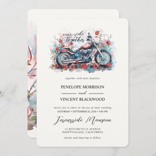 一緒に生まれ乗る結婚式招待状 招待状 (正面/裏面)