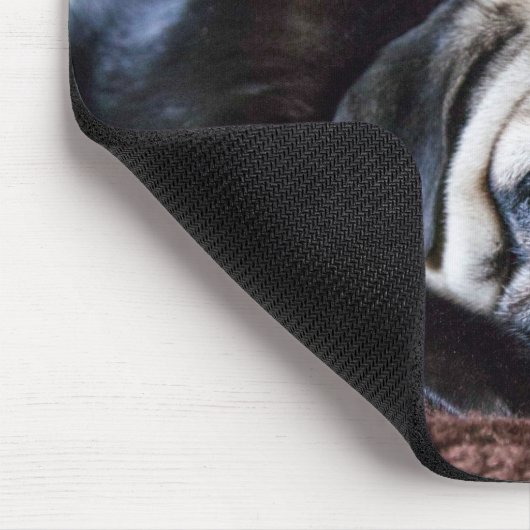 一緒に眠っているパグ犬および黒猫 マウスパッド (コーナー)