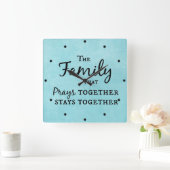 一緒に祈いる家族 スクエア壁時計 (ホーム)