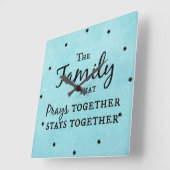 一緒に祈いる家族 スクエア壁時計 (傾斜)