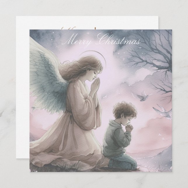 一緒に祈る守護天使と子供 (正面/裏面)