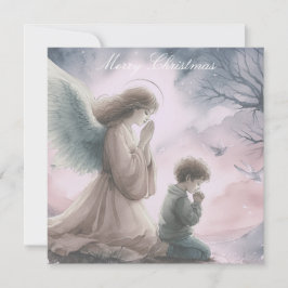 一緒に祈る守護天使と子供