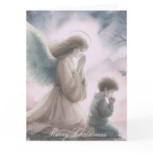 一緒に祈る守護天使と子供