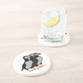 一緒に立っている3つの愛らしいパフィン漫画 コースター (側面)